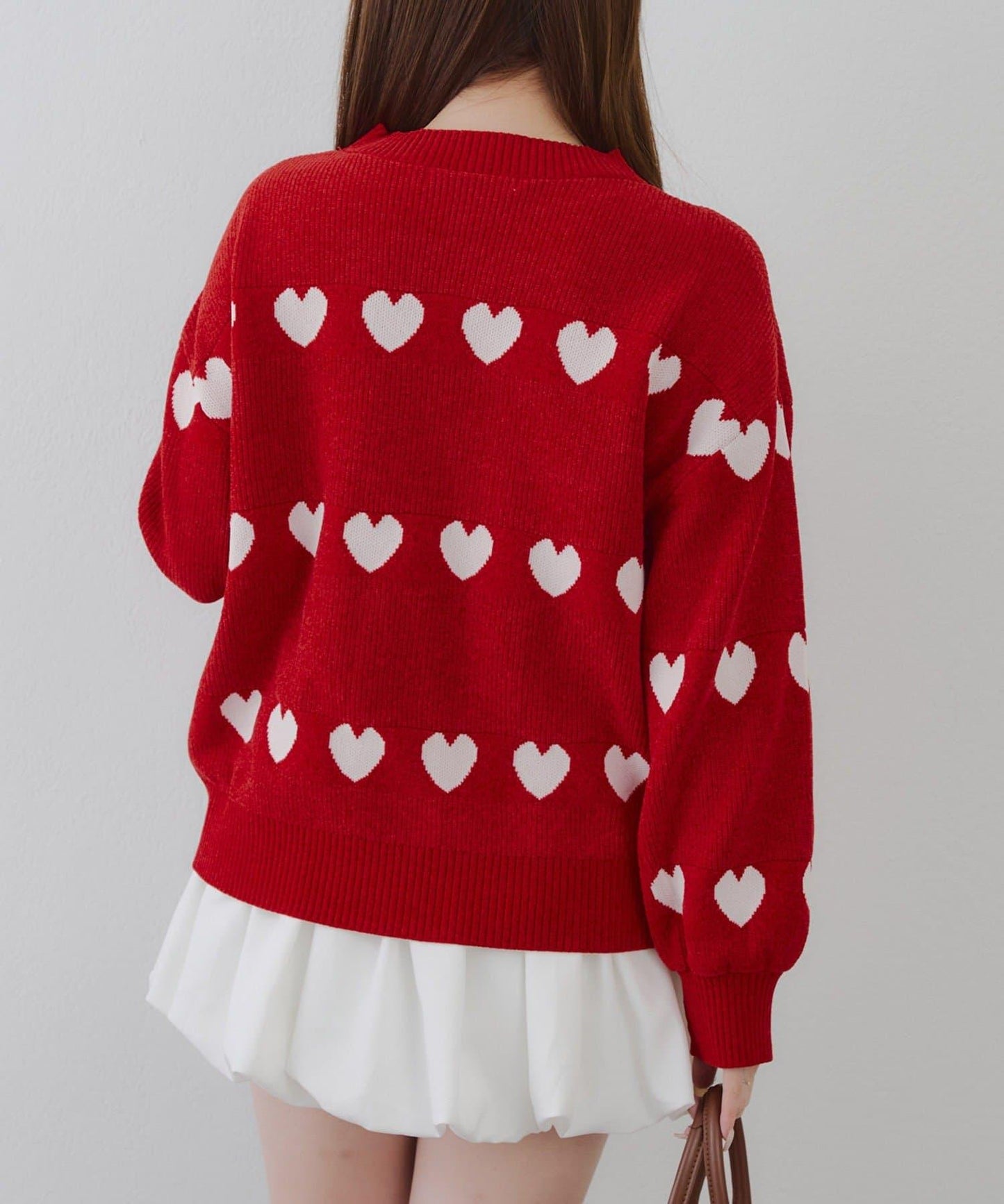 天鵝絨毛線寬鬆愛心針織衫