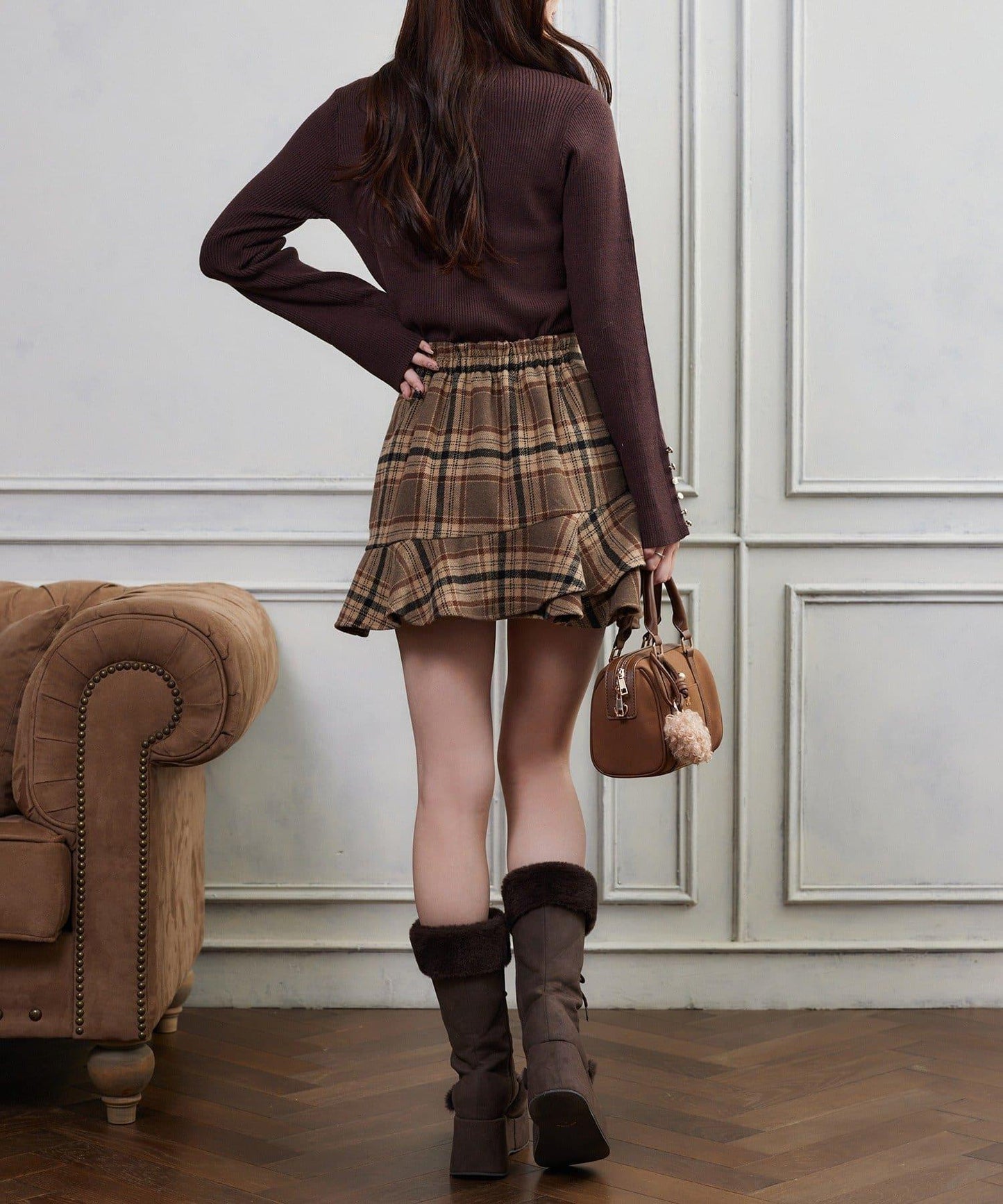 金色紐扣高領針織衫