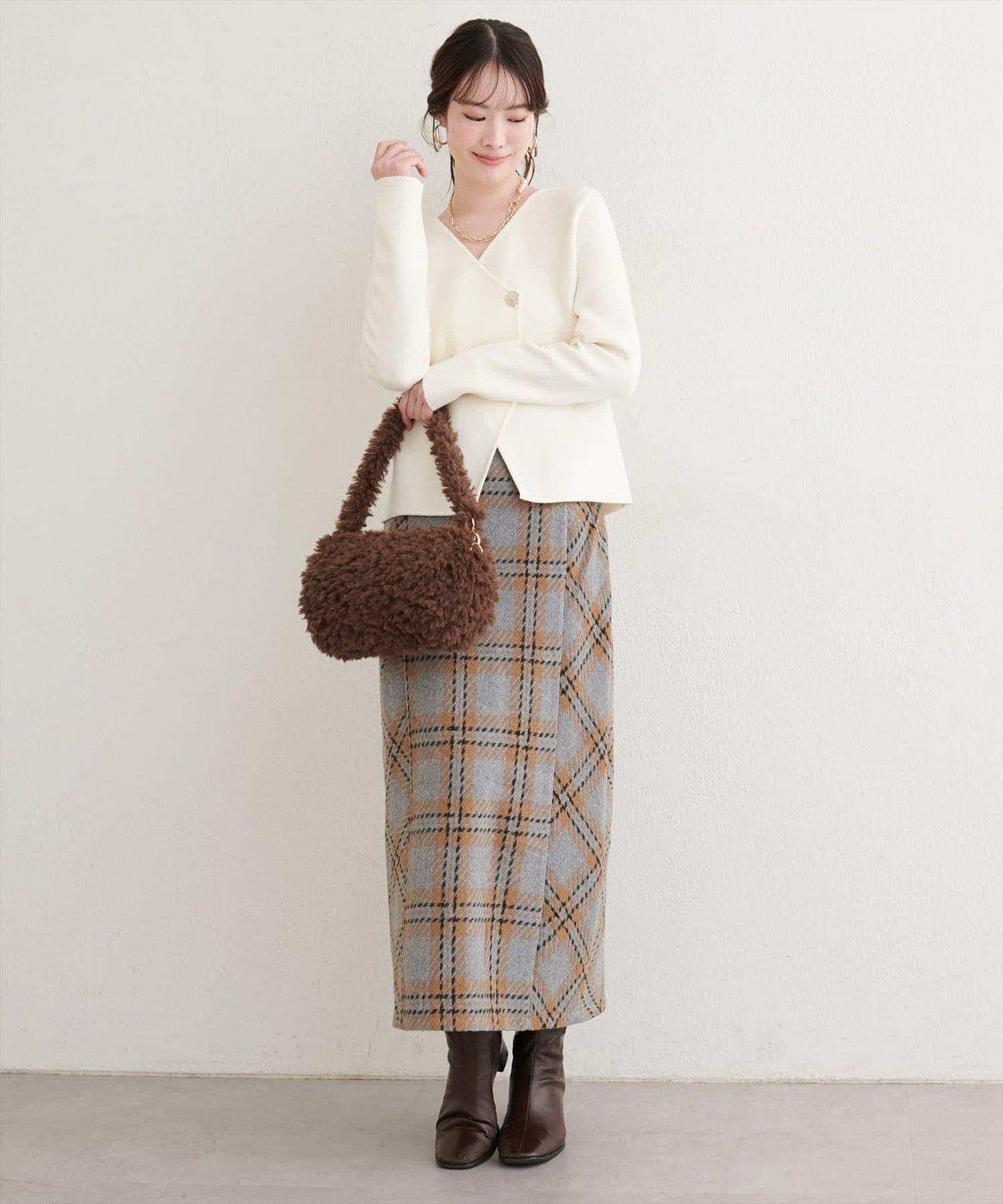 可選長度格紋修身半身裙