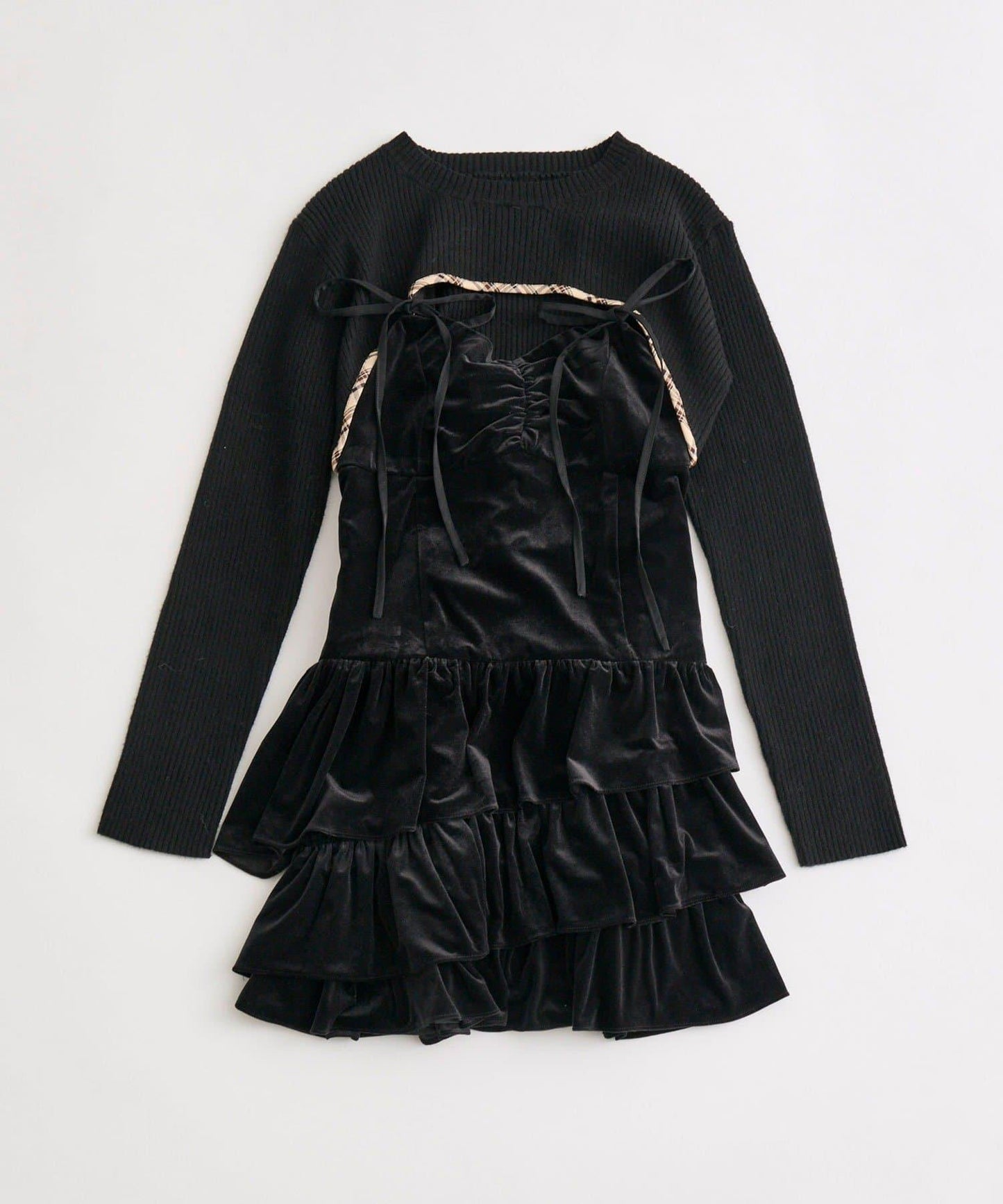 針織套裝迷你吊帶連衣裙