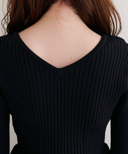 袖部蕾絲荷葉邊針織衫