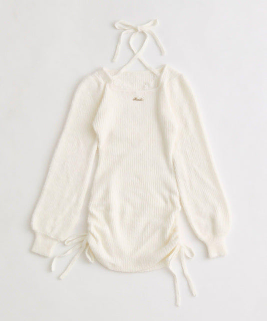 ける企畫 蕾絲飾邊抽繩迷你連衣裙