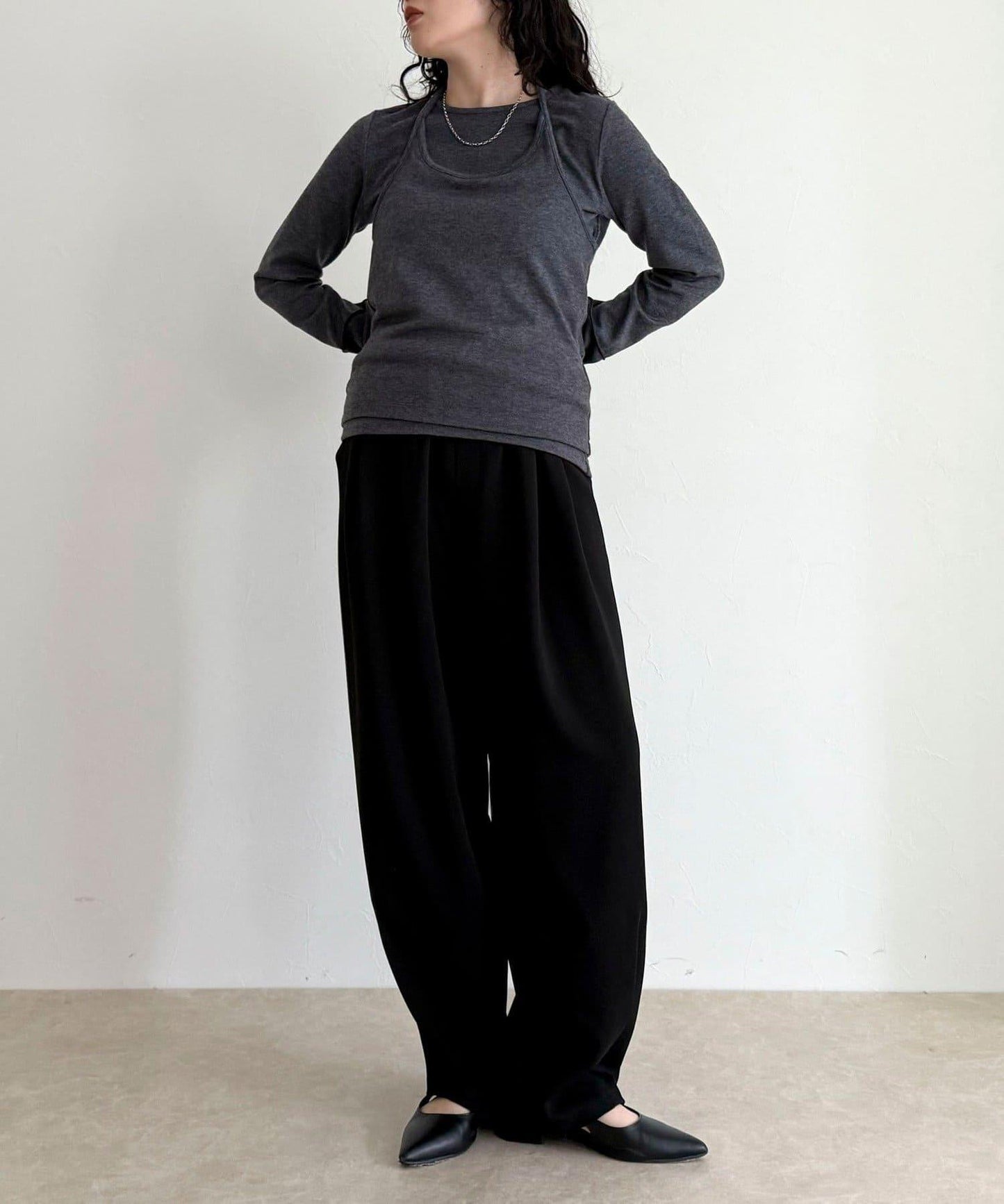 吊帶背心疊穿長袖T恤套裝