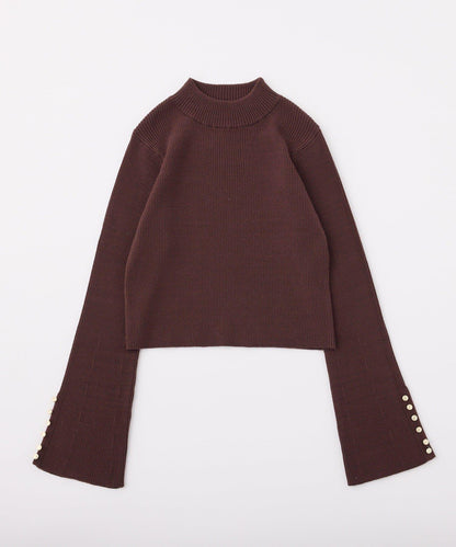 金色紐扣高領針織衫