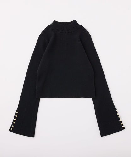 金色紐扣高領針織衫