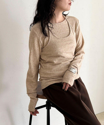 吊帶背心疊穿長袖T恤套裝