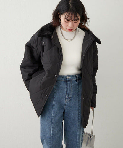 毛絨領拼接棉服