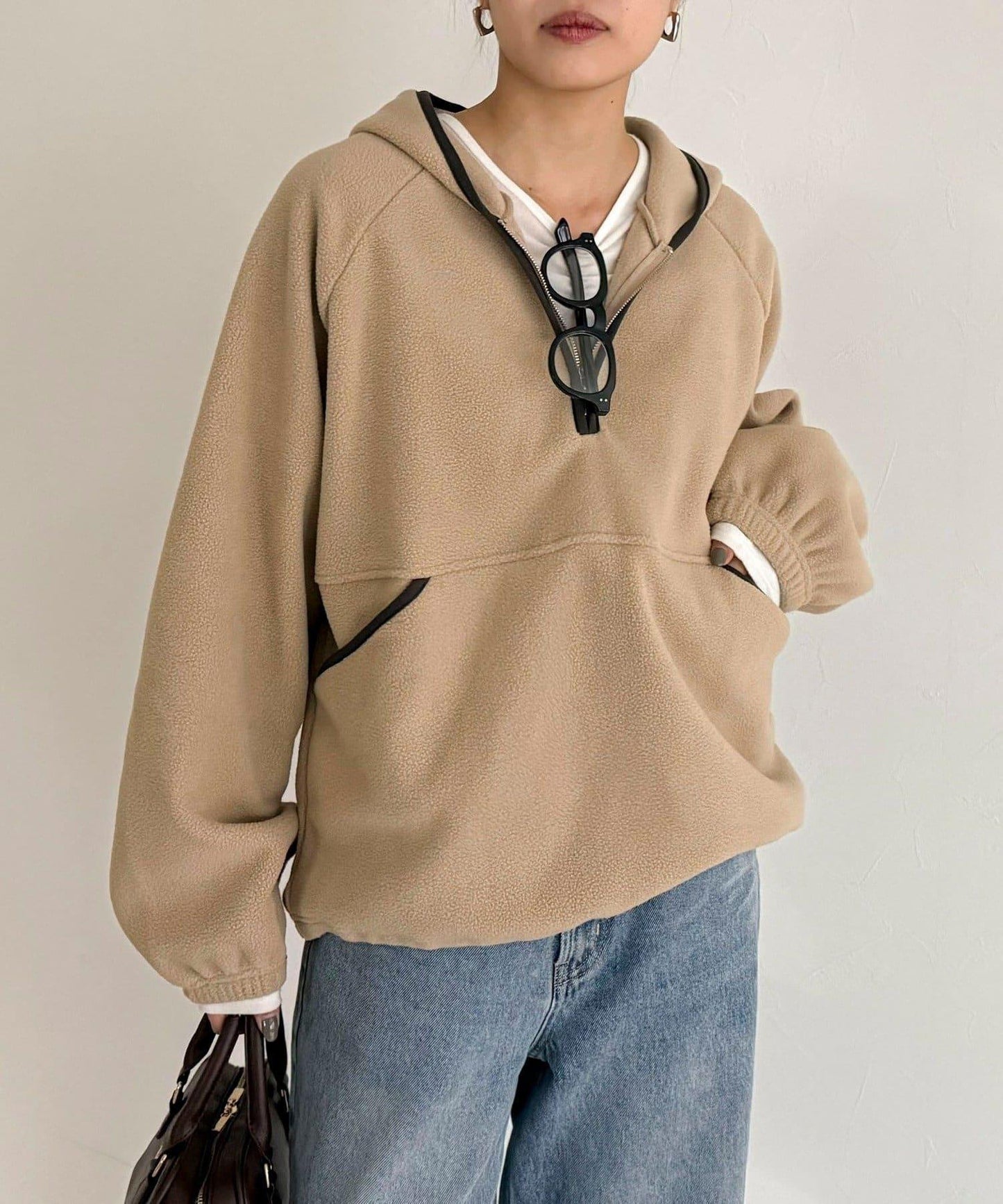 連帽抓絨套頭衫