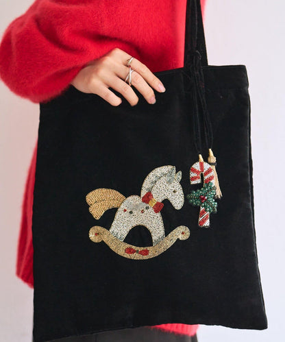 《CITRUS》木馬刺繡托特包