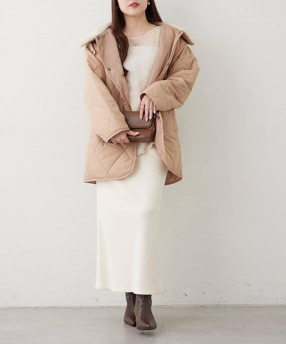 毛絨領拼接棉服