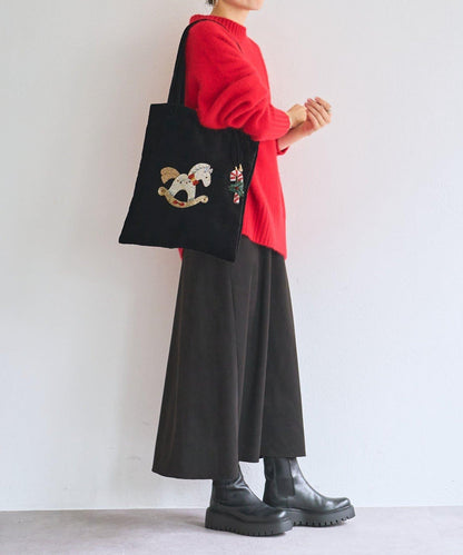 《CITRUS》木馬刺繡托特包