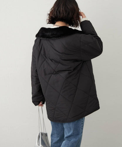 毛絨領拼接棉服