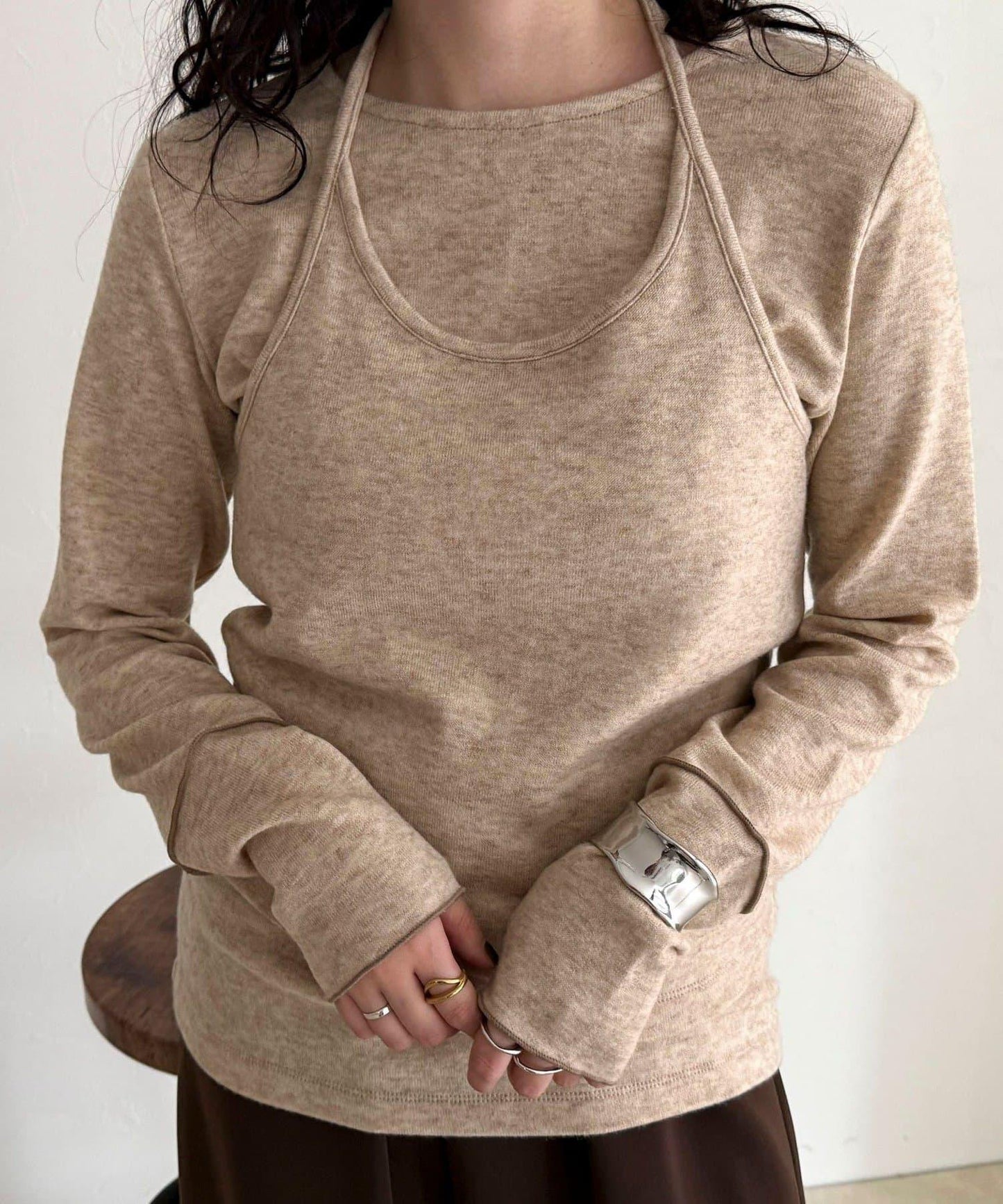 吊帶背心疊穿長袖T恤套裝