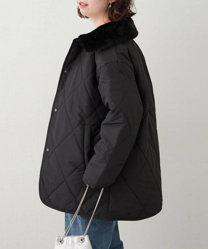 毛絨領拼接棉服