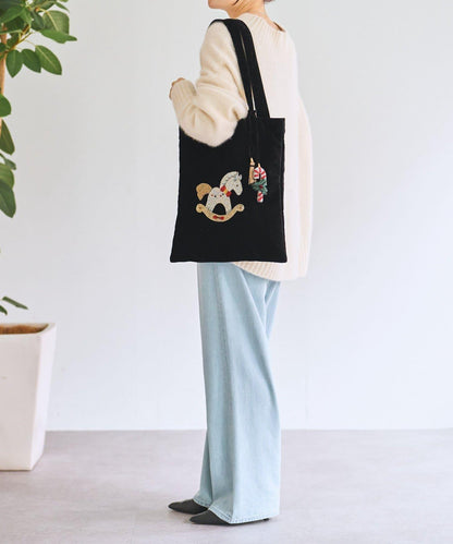 《CITRUS》木馬刺繡托特包