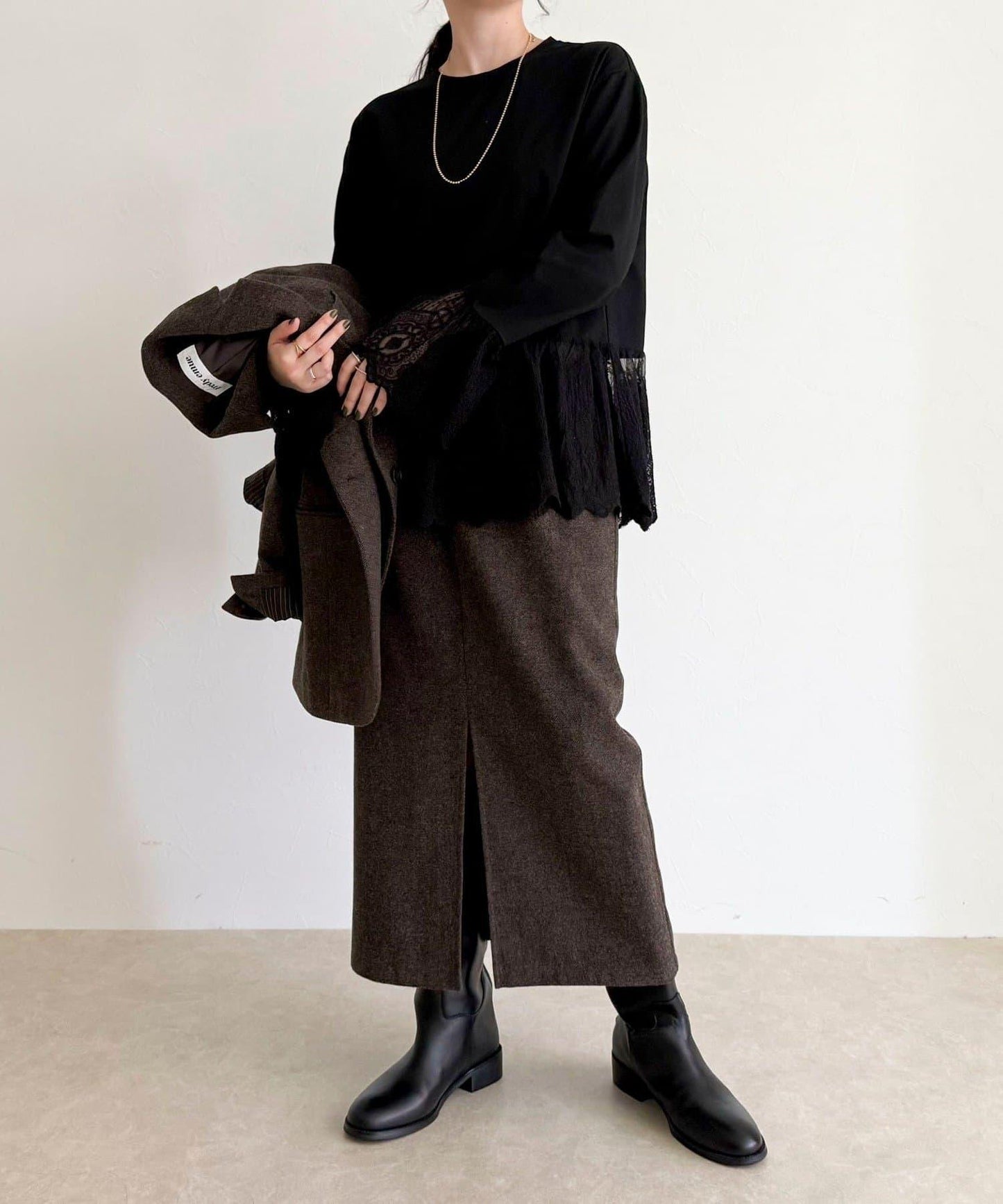 蕾絲拼接長袖T恤