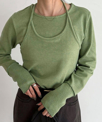 吊帶背心疊穿長袖T恤套裝