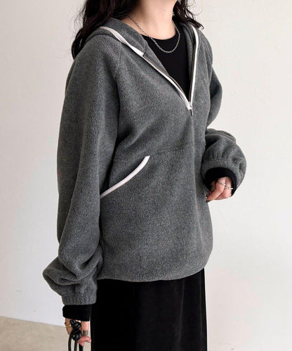 連帽抓絨套頭衫