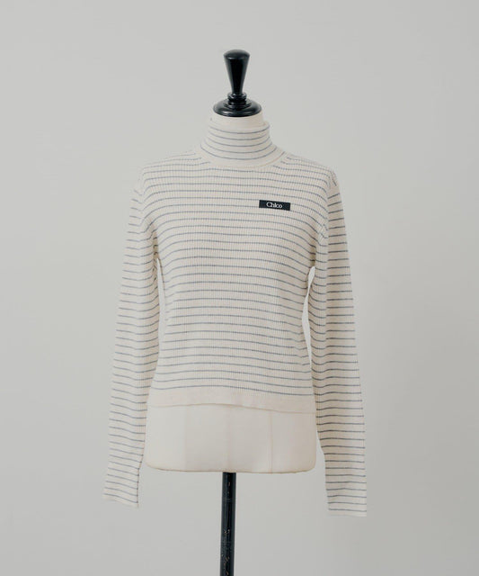 胸前標誌亮片高領針織衫