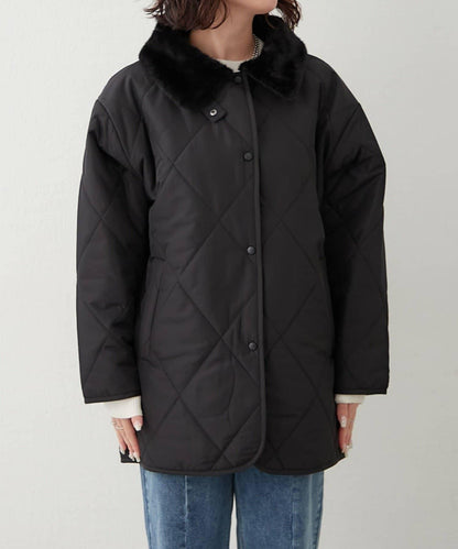 毛絨領拼接棉服