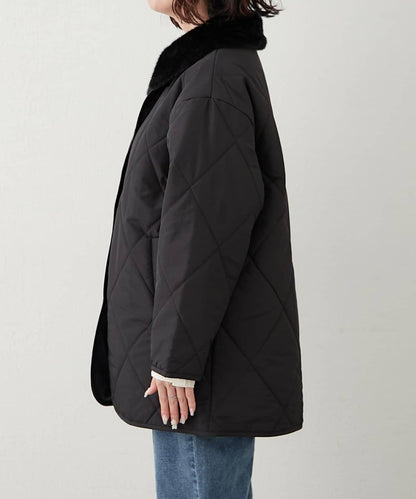 毛絨領拼接棉服