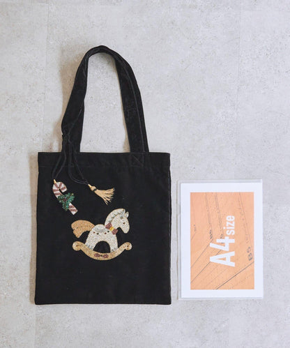 《CITRUS》木馬刺繡托特包