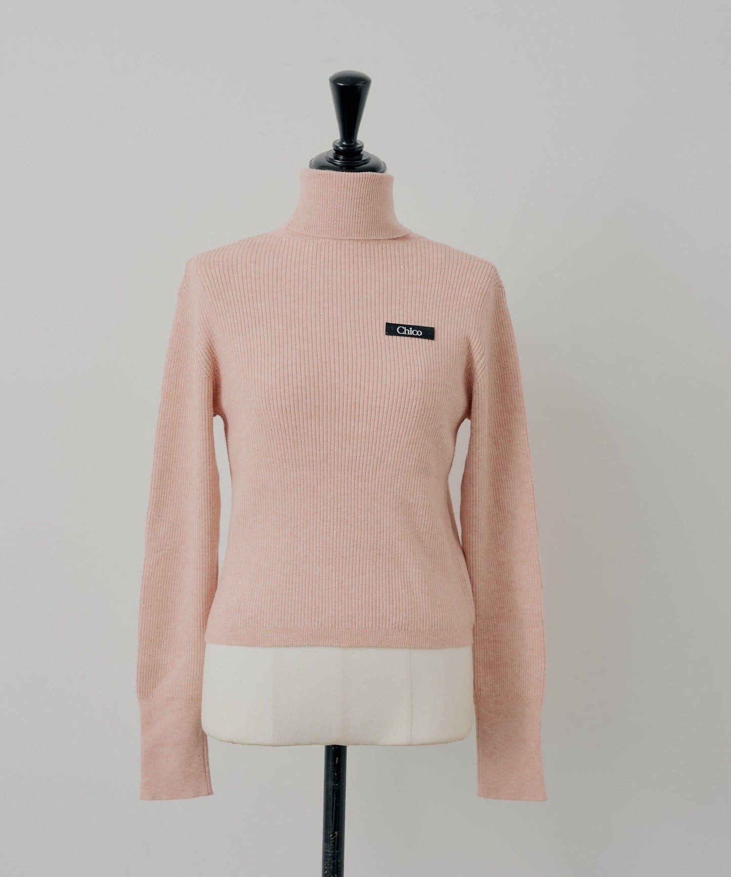 胸前標誌亮片高領針織衫