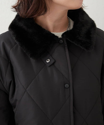 毛絨領拼接棉服