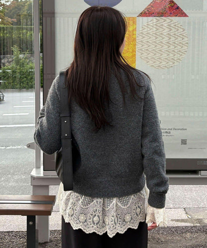 蕾絲拼接長袖T恤