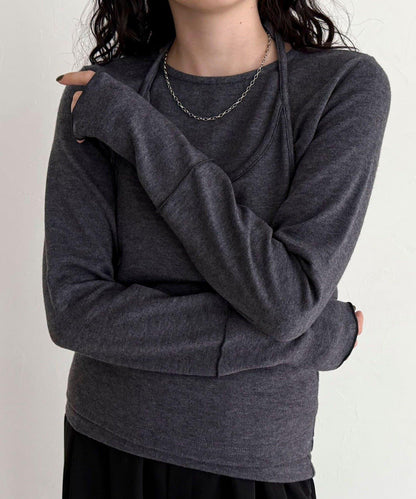 吊帶背心疊穿長袖T恤套裝