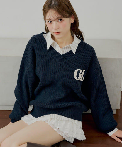 附胸針條紋寬鬆襯衫