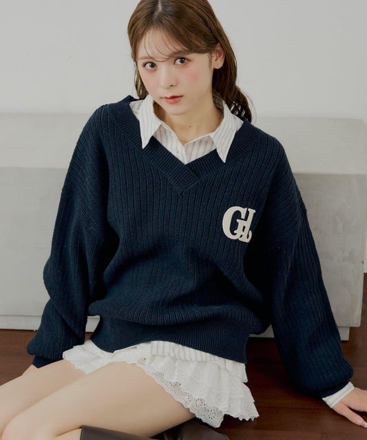 附胸針條紋寬鬆襯衫