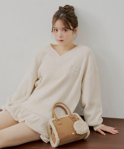 V領寬鬆針織衫