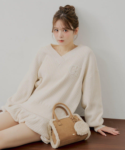 V領寬鬆針織衫