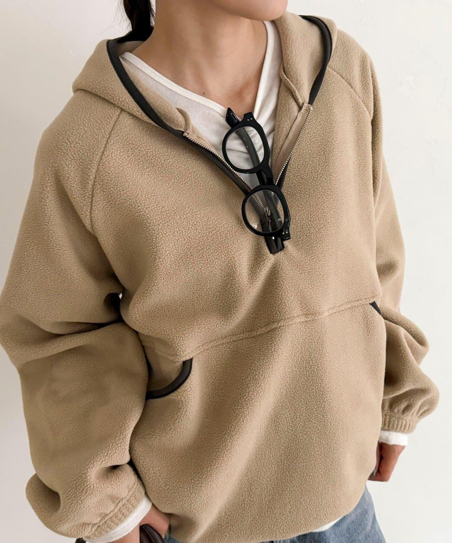 連帽抓絨套頭衫