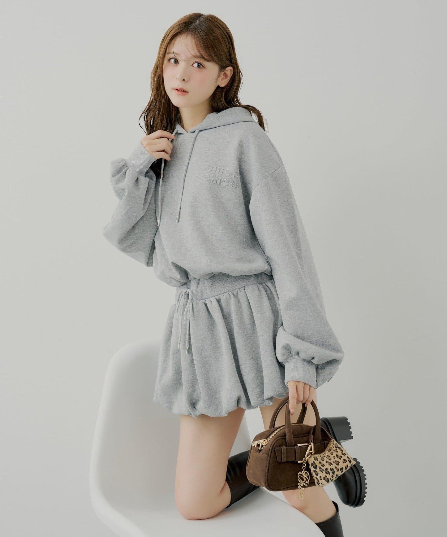 衛衣氣球袖迷你連衣裙