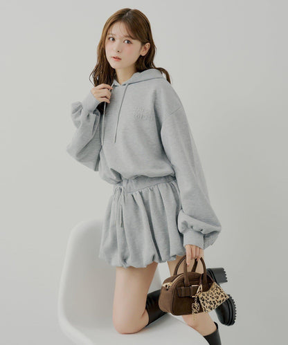 衛衣氣球袖迷你連衣裙