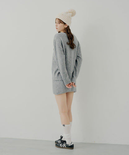 胸部標誌V領寬鬆針織衫