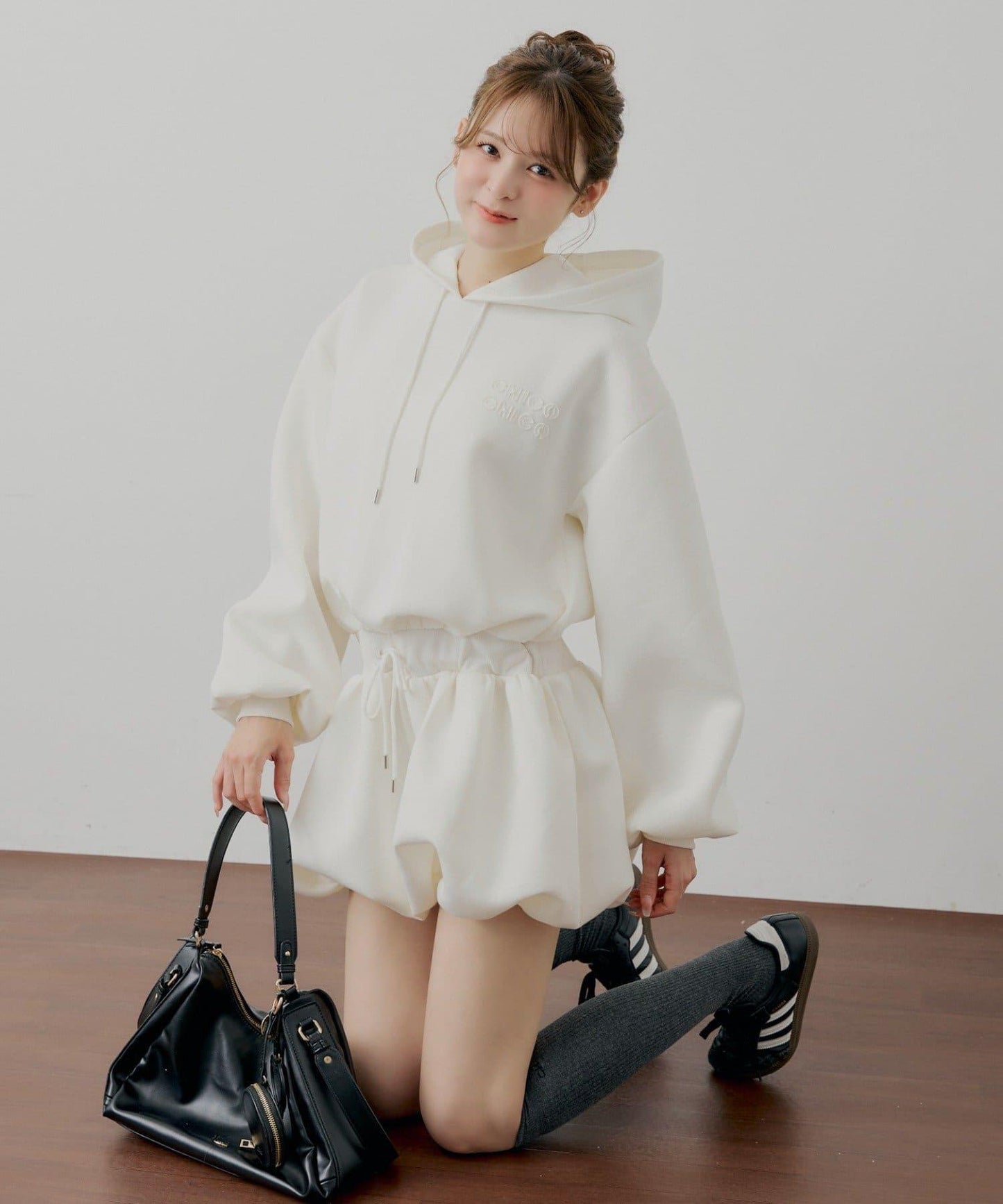 衛衣氣球袖迷你連衣裙