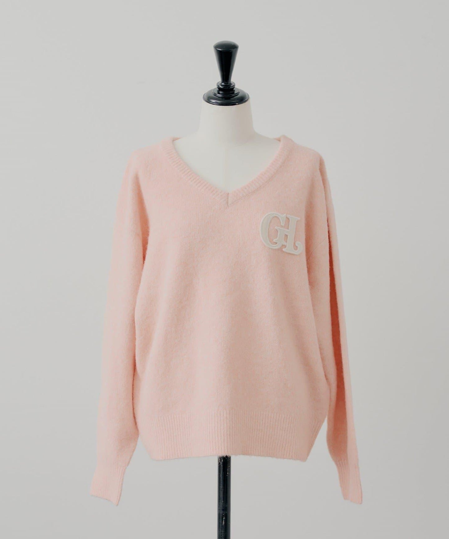 胸部標誌V領寬鬆針織衫