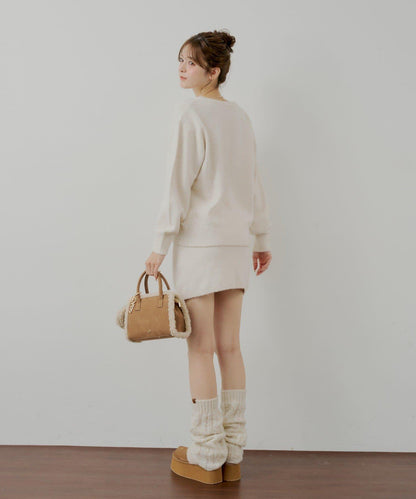 胸部標誌V領寬鬆針織衫