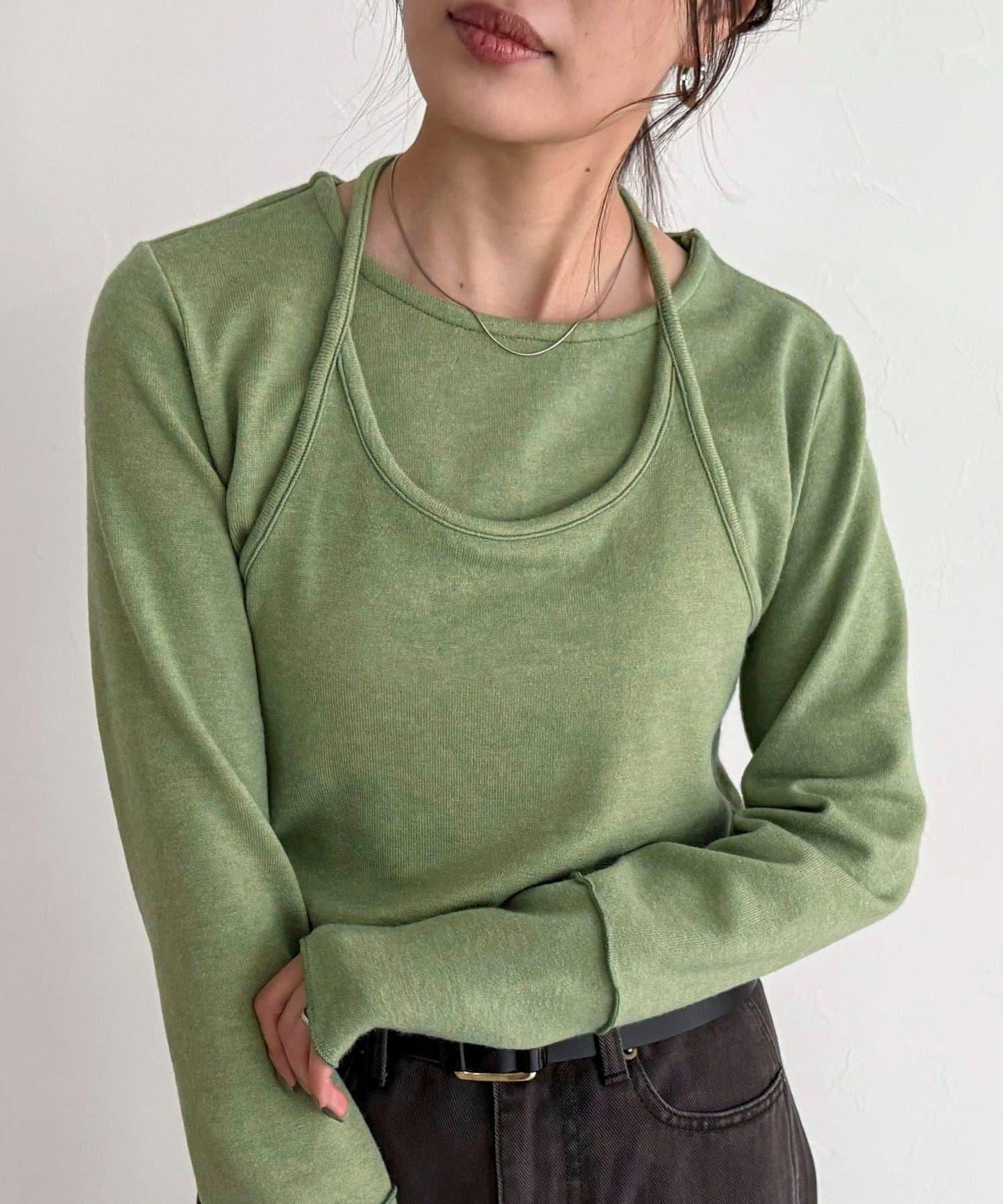 吊帶背心疊穿長袖T恤套裝