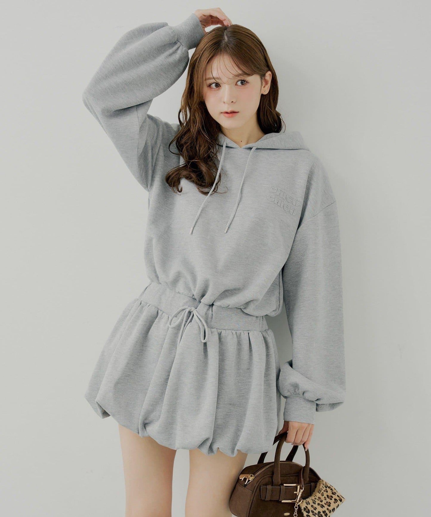 衛衣氣球袖迷你連衣裙