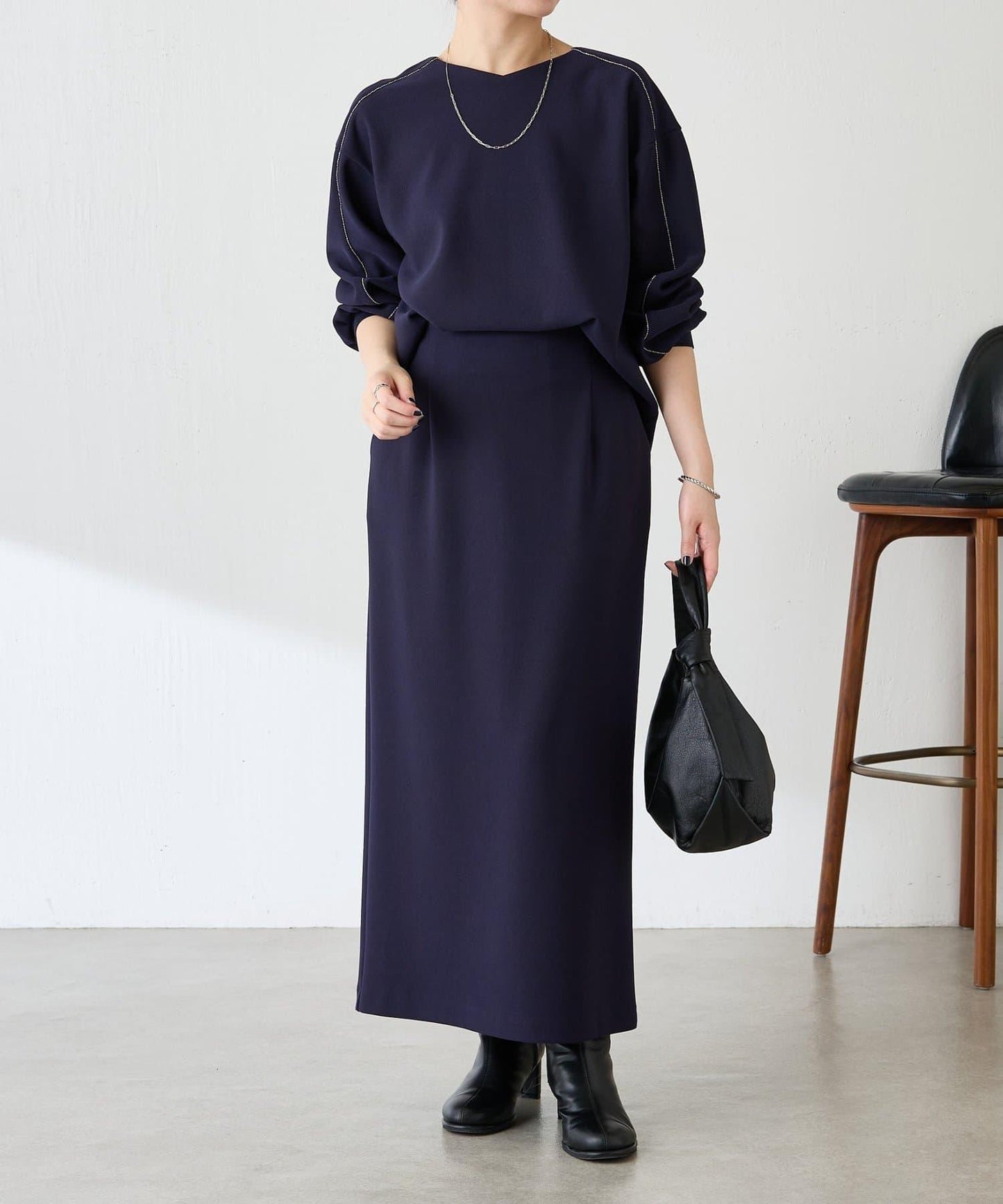 【適合正式場合◎】珠飾線條剪裁套裝/禮服