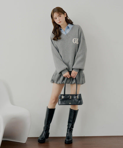 V領寬鬆針織衫