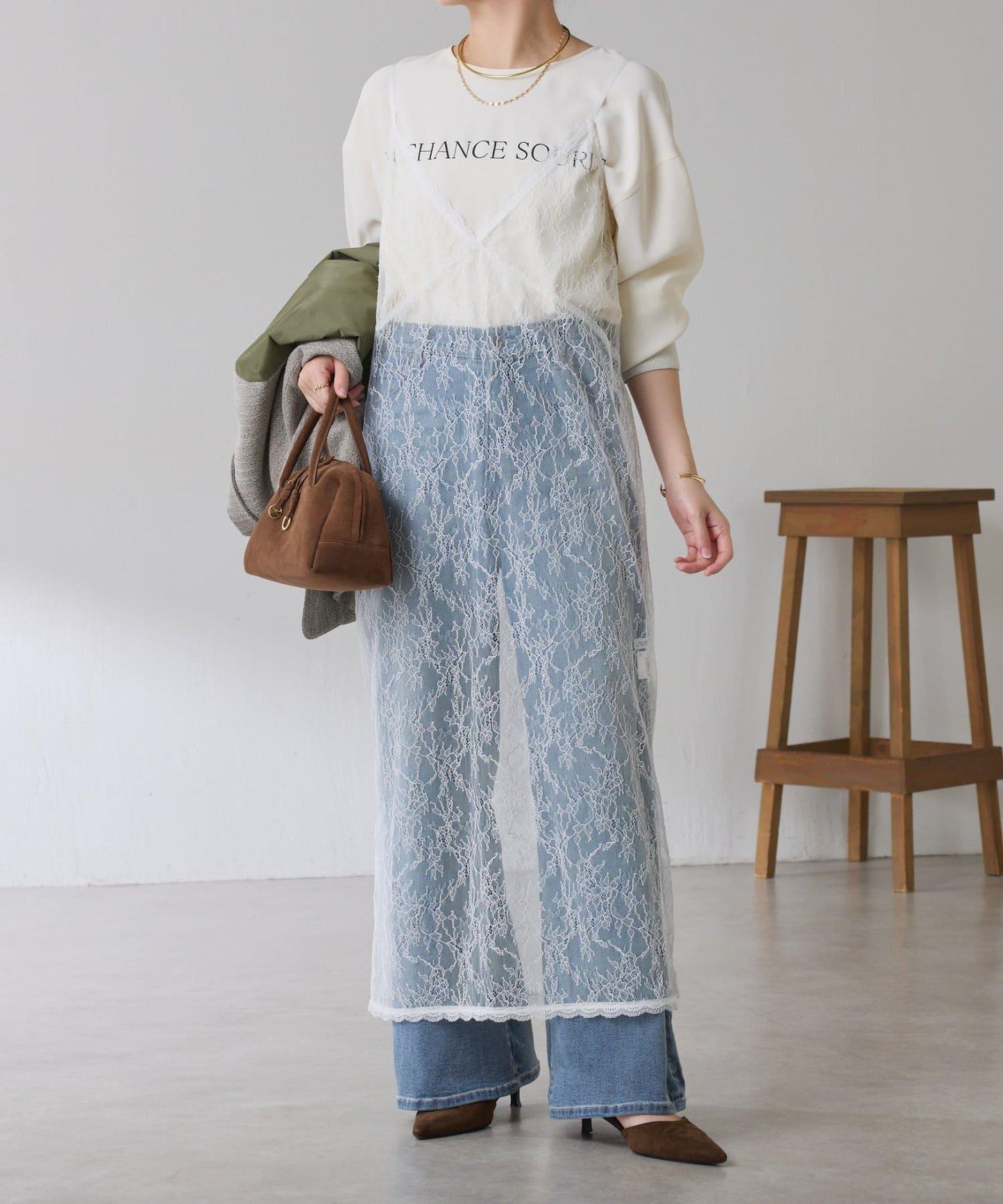 【前後兩穿】2WAY蕾絲吊帶連衣裙/疊穿單品