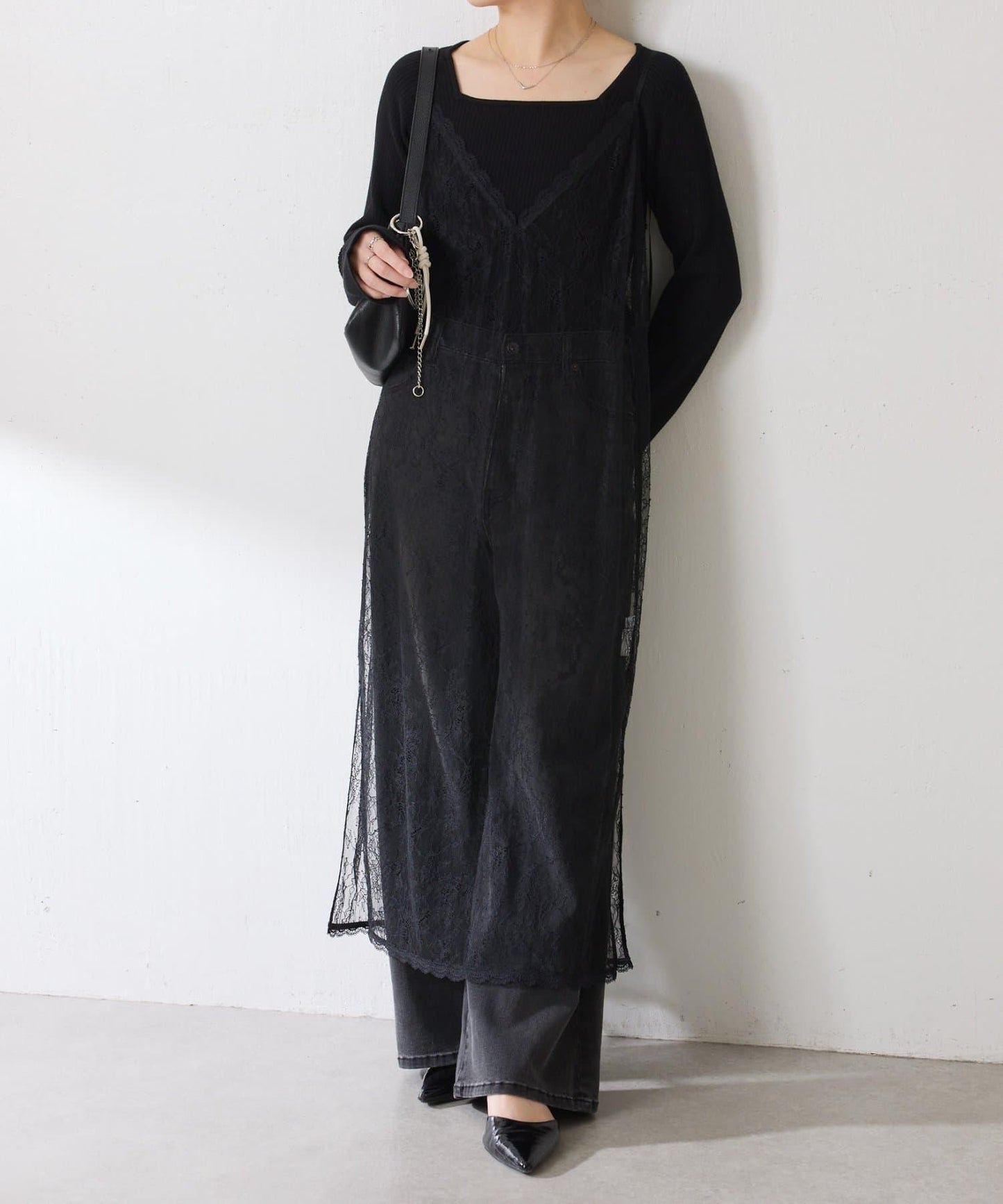 【前後兩穿】2WAY蕾絲吊帶連衣裙/疊穿單品