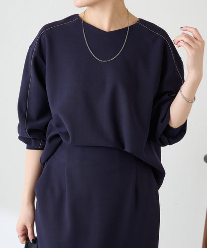 【適合正式場合◎】珠飾線條剪裁套裝/禮服