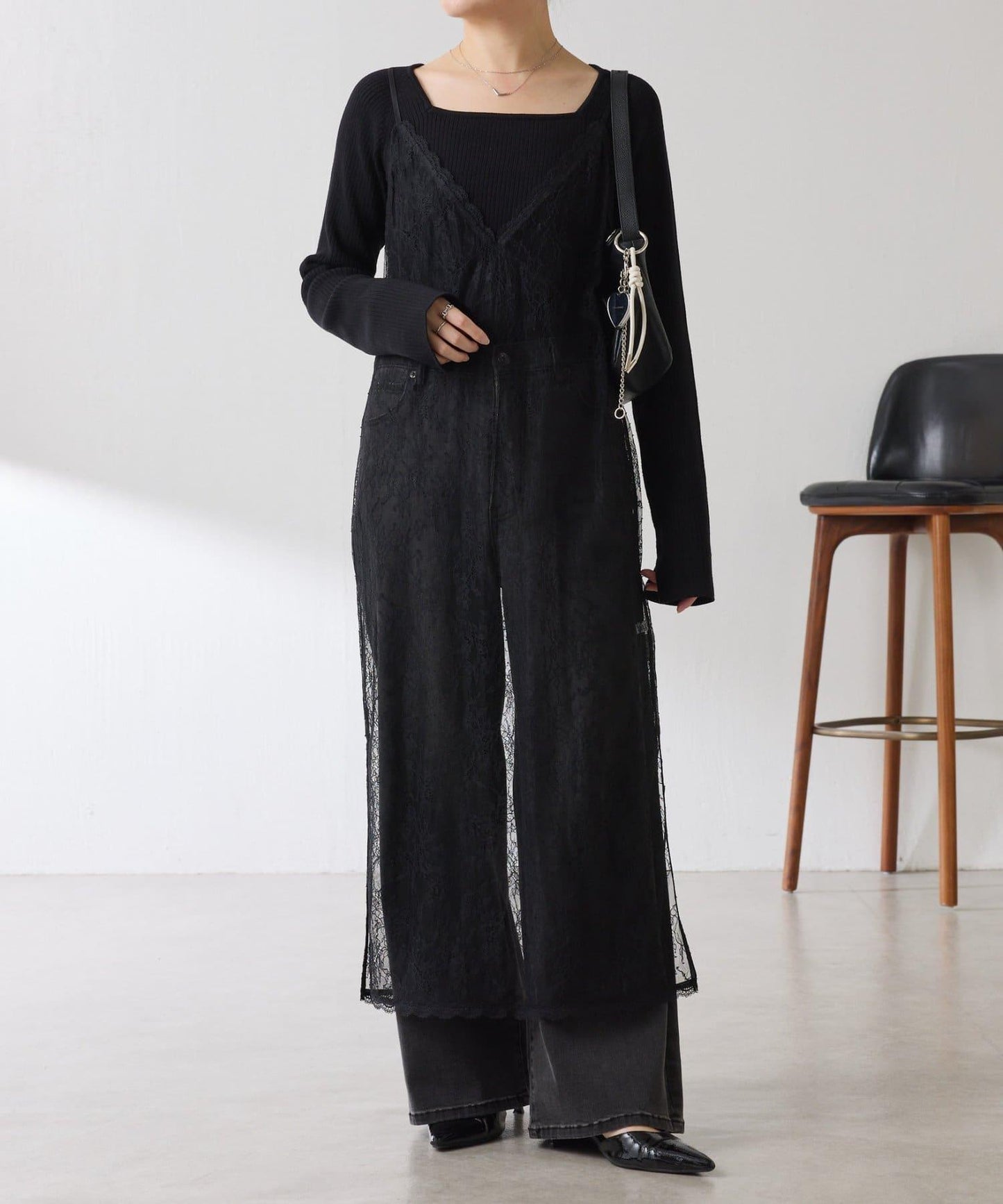 【前後兩穿】2WAY蕾絲吊帶連衣裙/疊穿單品