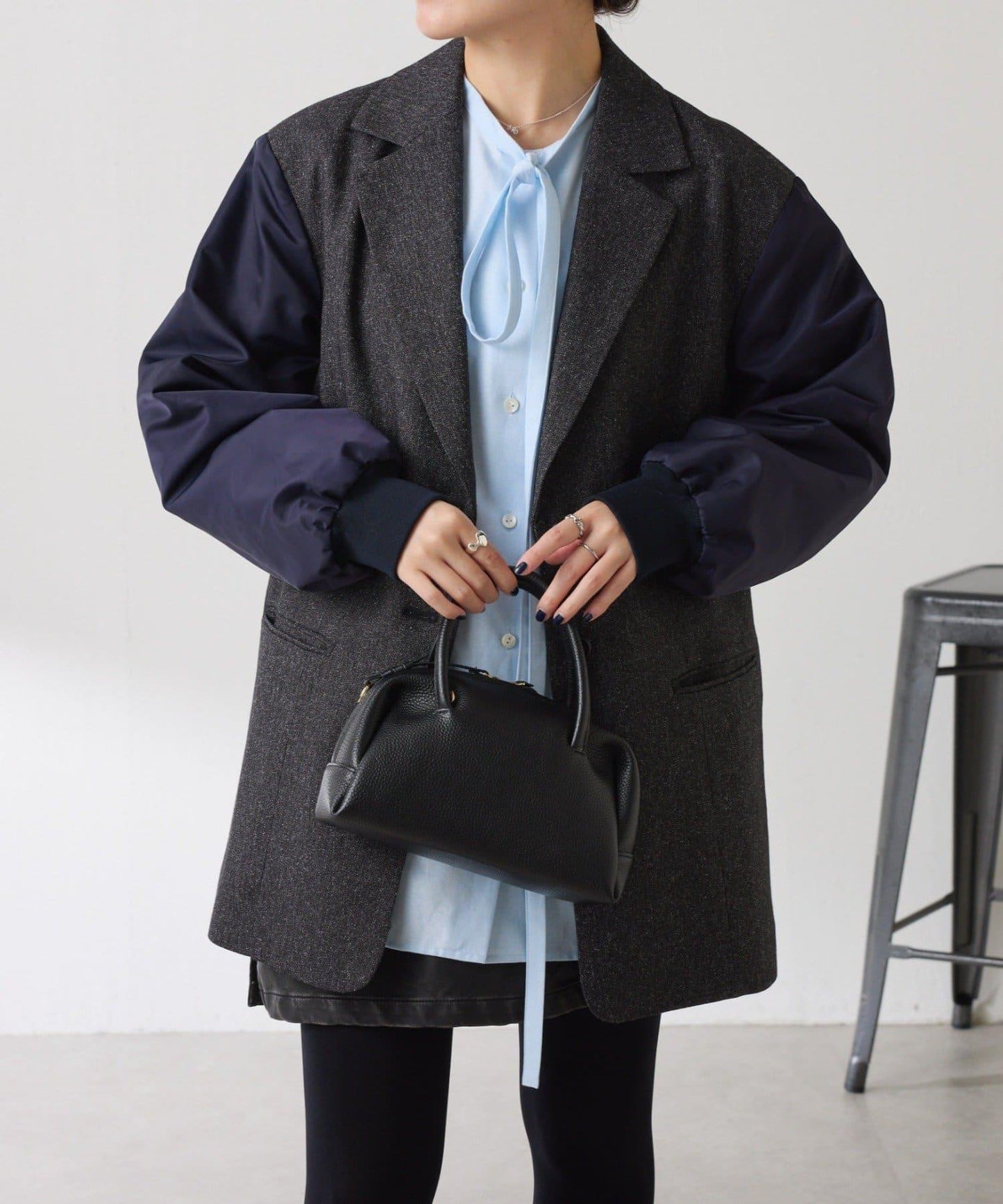 三扣拼接袖西裝夾克